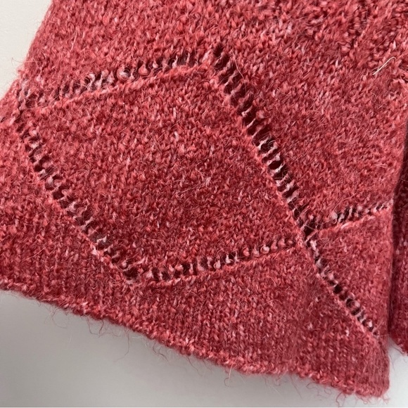 Flick Slub Ribbed Fuzzy Soft Bell Sleeve Coral Sweater M NEW - Picture 7 of 14